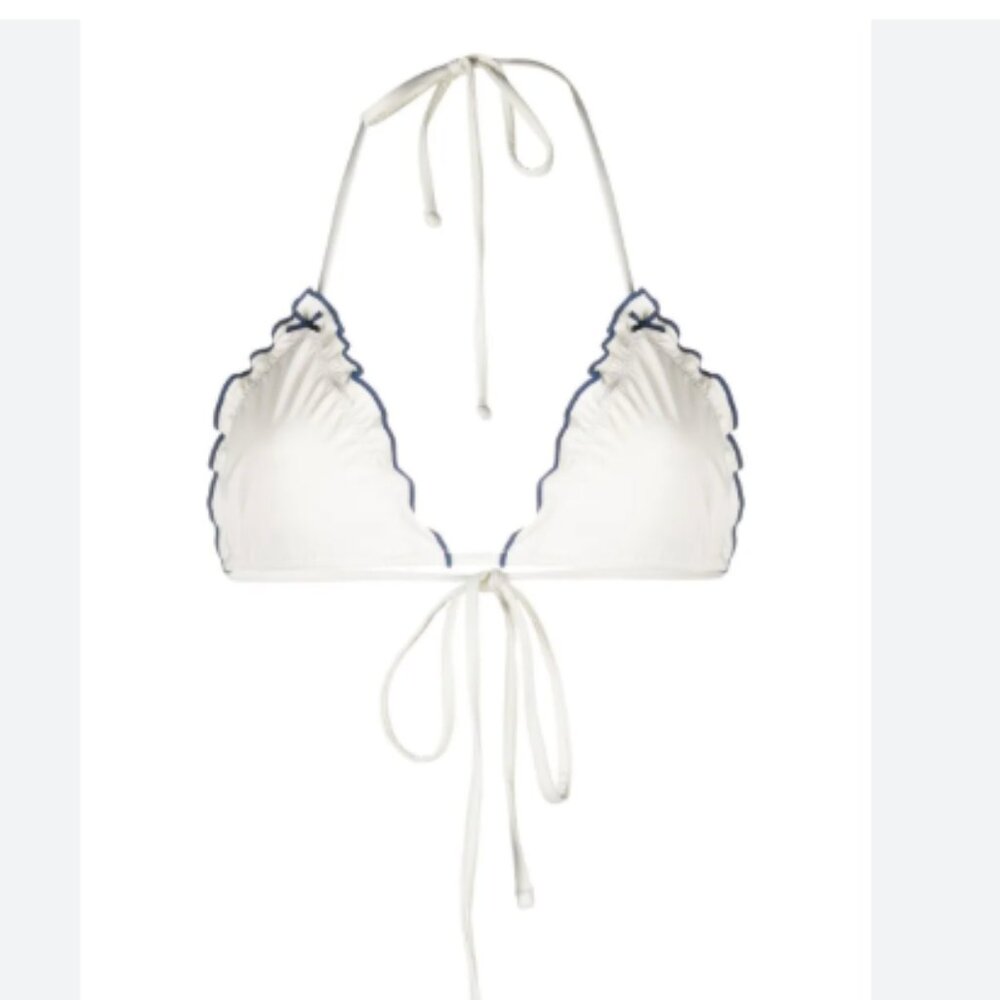 Frankies Bikini Tidal Top White Navy Medium